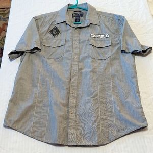 American Rag Mens Short Sleeve Button Down Shirt Large Grey Rarely Worn